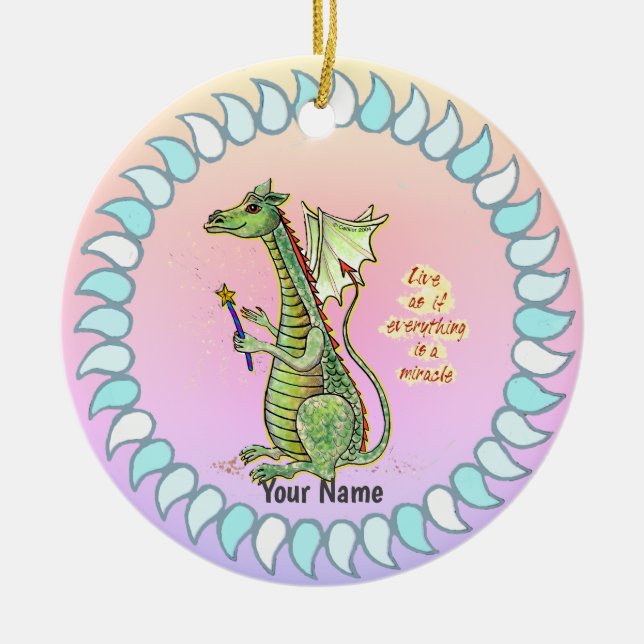 Wizard Dragon Ceramic Tree Decoration (Front)