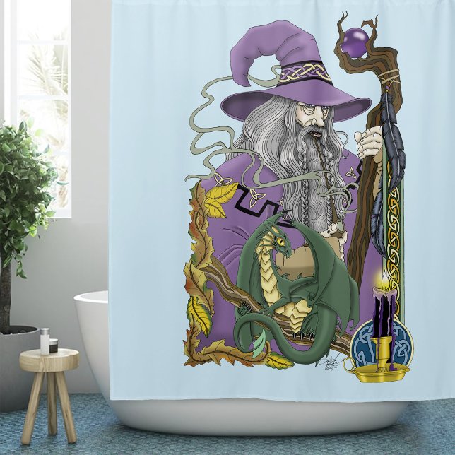 Wizard Dragon Fantasy Purple Shower Curtain (Creator Uploaded)
