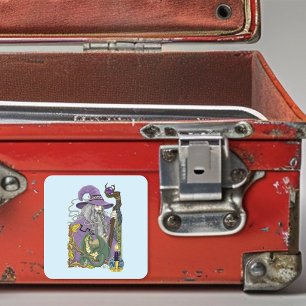 Wizard Dragon Fantasy Purple Square Sticker