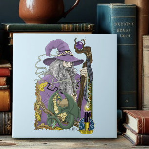 Wizard Dragon Fantasy Purple Tile