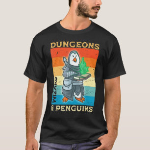 Wizard Dungeons And Penguins Penguin Nerd Geek Rpg T-Shirt