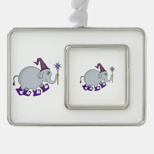 Wizard Elephant Silver Plated Framed Ornament