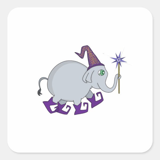 Wizard Elephant Square Sticker (Front)