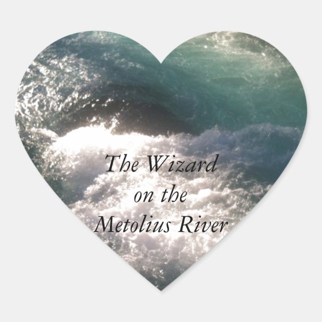 Wizard Falls on the Metolius River Heart Sticker (Front)