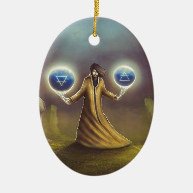 wizard fantasy magic ceramic tree decoration (Front)