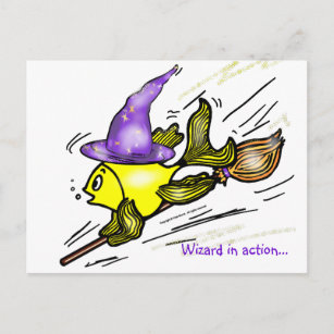 Wizard Fish - funny cute drawing Postcard