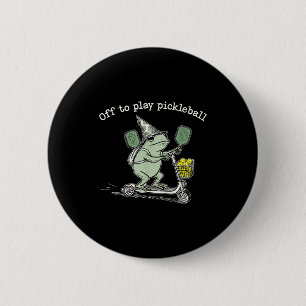 Wizard Frog Hold Racket Scooter Ride Off To Play P 6 Cm Round Badge