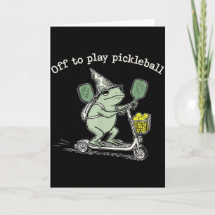 Wizard Frog Hold Racket Scooter Ride Off To Play P Card