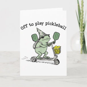 Wizard Frog Hold Racket Scooter Ride Off To Play P Card