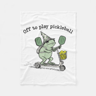 Wizard Frog Hold Racket Scooter Ride Off To Play P Fleece Blanket
