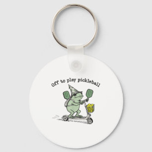 Wizard Frog Hold Racket Scooter Ride Off To Play P Key Ring