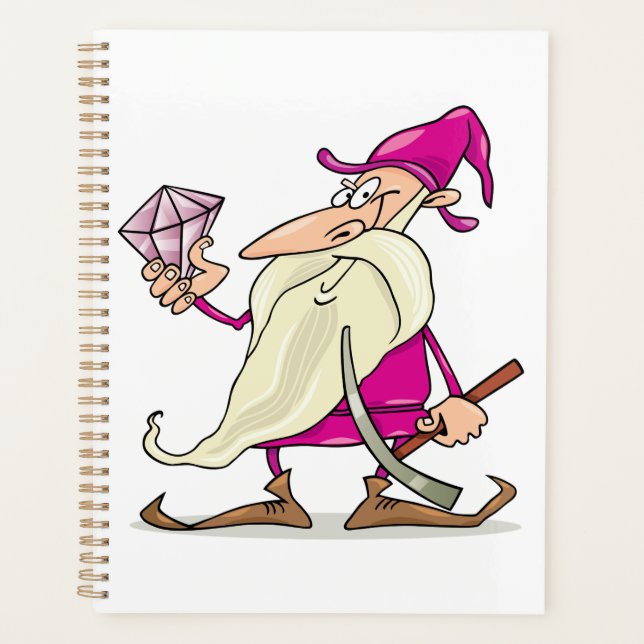 Wizard Gnome with Large Diamond Gemstone Planner (Front)