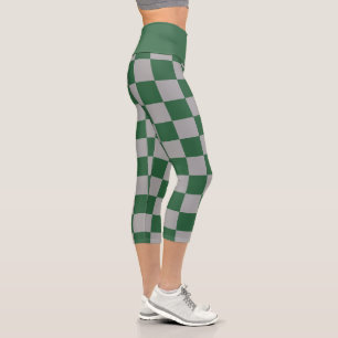 Wizard Green and Grey Chequered  Capri Leggings