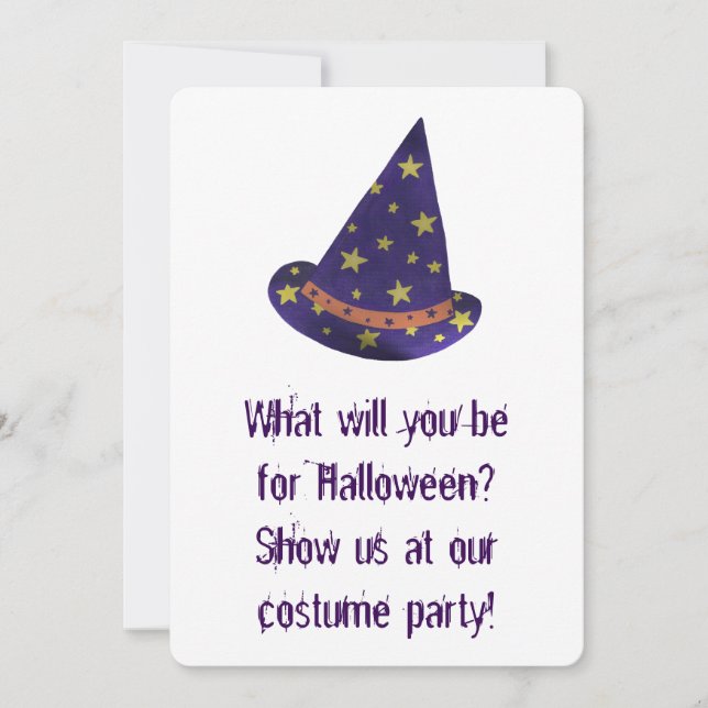 Wizard Hat Halloween Costume Party Invitations (Front)