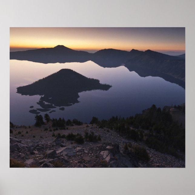 Wizard Island at dawn, Crater Lake National Park Poster (Front)