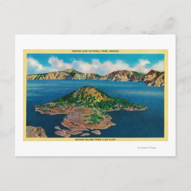 Wizard Island from Llao CliffCrater Lake, OR Postcard (Front)
