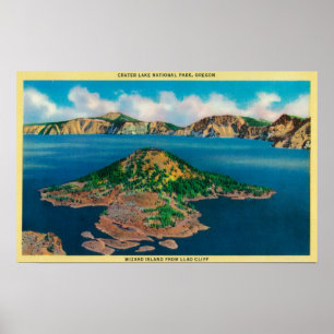 Wizard Island from Llao CliffCrater Lake, OR Poster