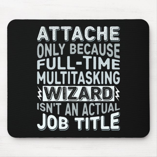 Wizard Job Title Quote - Funny Attache Long Sleeve Mouse Mat (Front)