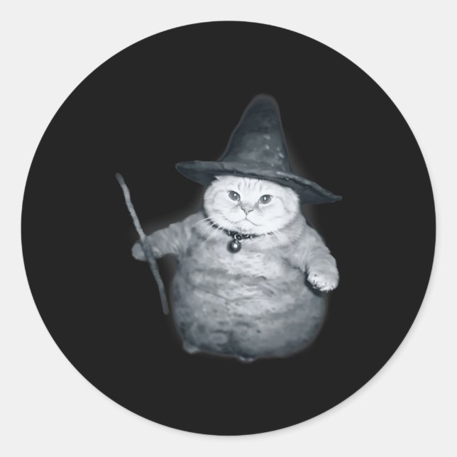 Wizard Kitten Meme Chonk Witch Cat Meme Stud Brain Classic Round Sticker (Front)