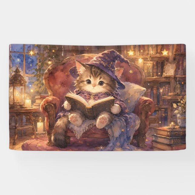Wizard Kitten Reading Banner (Horizontal)