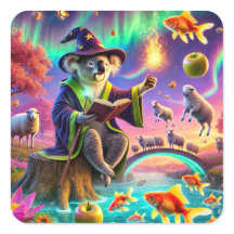 Wizard Koala Casting Magic in Enchanted Forest