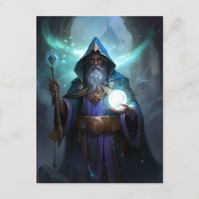 Wizard Mage Magical Fantasy Art Postcard (Front)