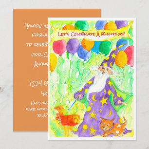 Wizard Magic Balloons Birthday Party Invitation