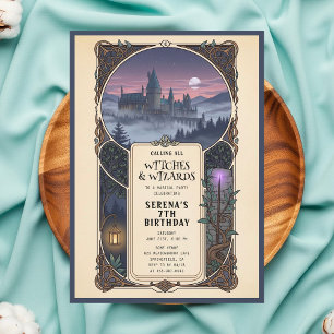 Wizard Magical Moon Castle Birthday Invitation
