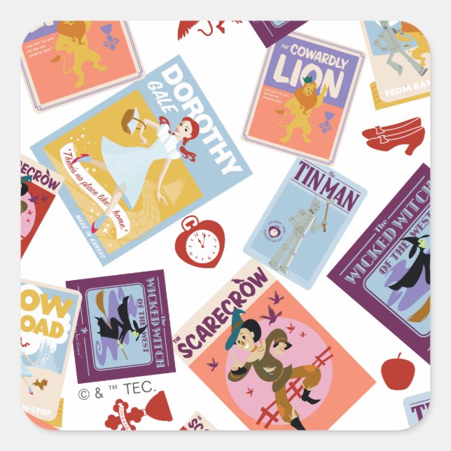 Wizard of Oz™ Character Print Toss Pattern Square Sticker (Front)