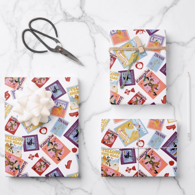Wizard of Oz™ Character Print Toss Pattern Wrapping Paper Sheet (Front)