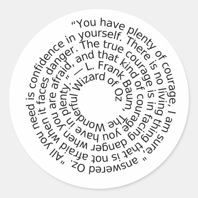 Wizard of Oz courage quote sticker (Front)