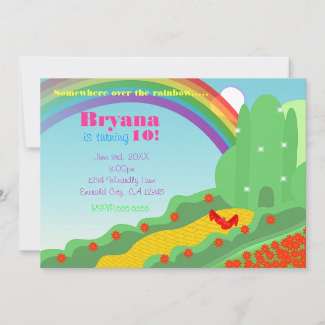 Wizard of OZ Emerald City Slippers Birthday Party Invitation (Front)
