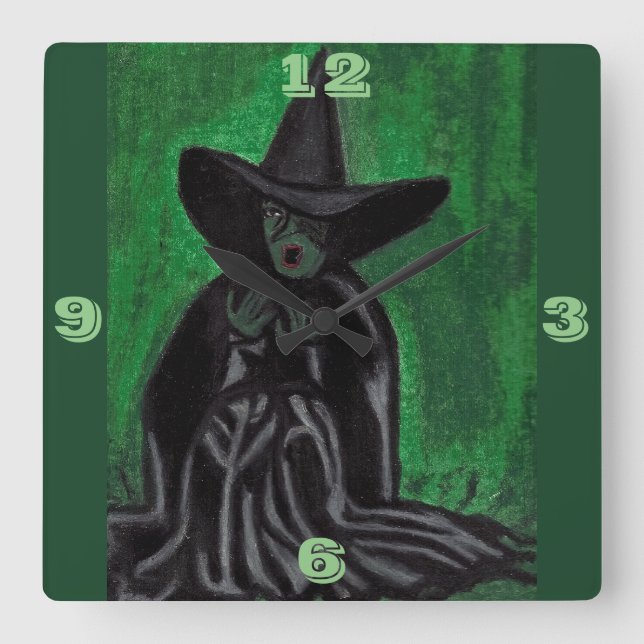 WIZARD OF OZ MELTING WITCH SQUARE WALL CLOCK (Front)