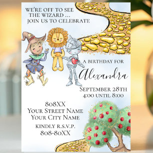 Wizard of Oz Theme Cute Illustrated Story Invitation