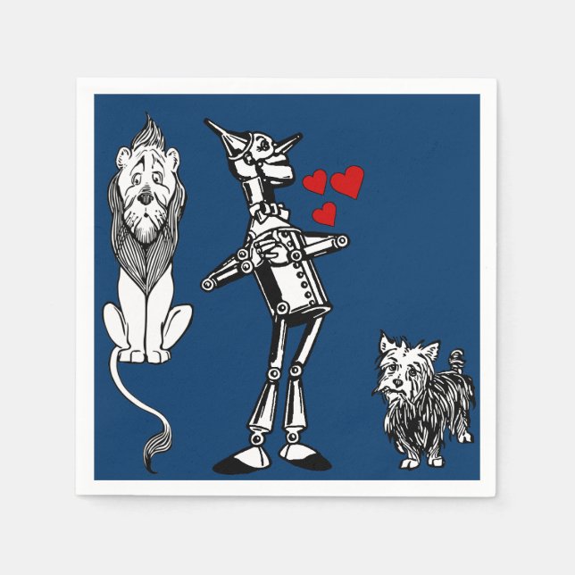 Wizard of Oz, Tin Man, Toto, Cowardly lion party Napkin (Front)