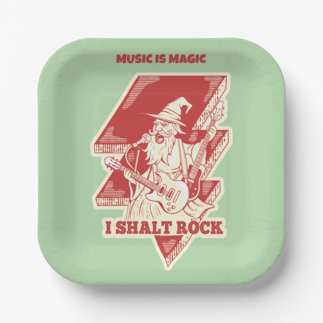Wizard playing guitar paper plate (Front)