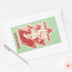 Wizard playing guitar rectangular sticker