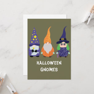 Wizard Pumpkin Witch Halloween Gnomes Holiday Invitation