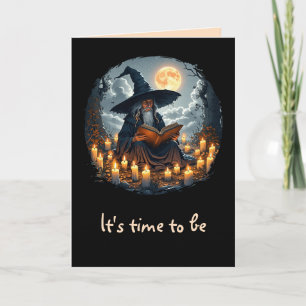 Wizard reading a Book - Wicca Halloween 2 Card
