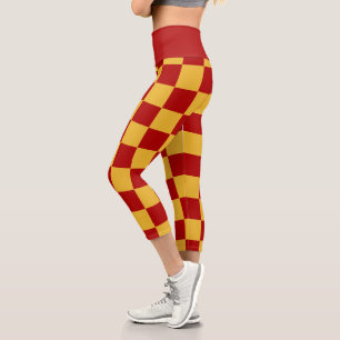 Wizard Red and Gold Checkered Capri Leggings