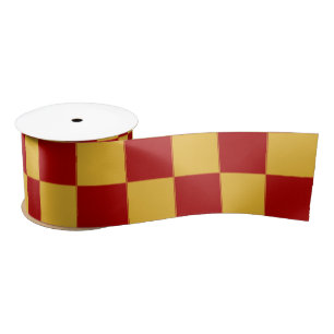 Wizard Red and Gold Chequered Satin Ribbon