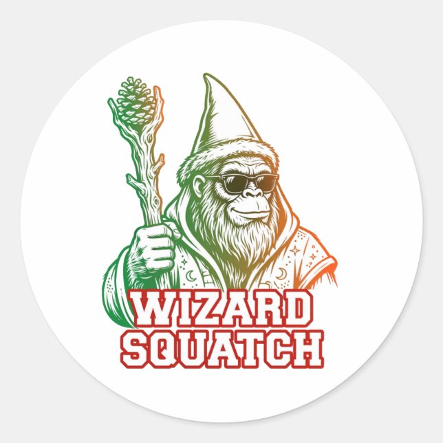 Wizard Squatch Funny Bigfoot Sticker (Front)