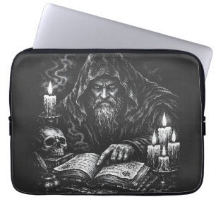 Wizard Studying the Grimoire — by BurnsInHell Laptop Sleeve