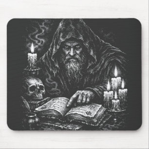 Wizard Studying the Grimoire — by BurnsInHell Mouse Mat