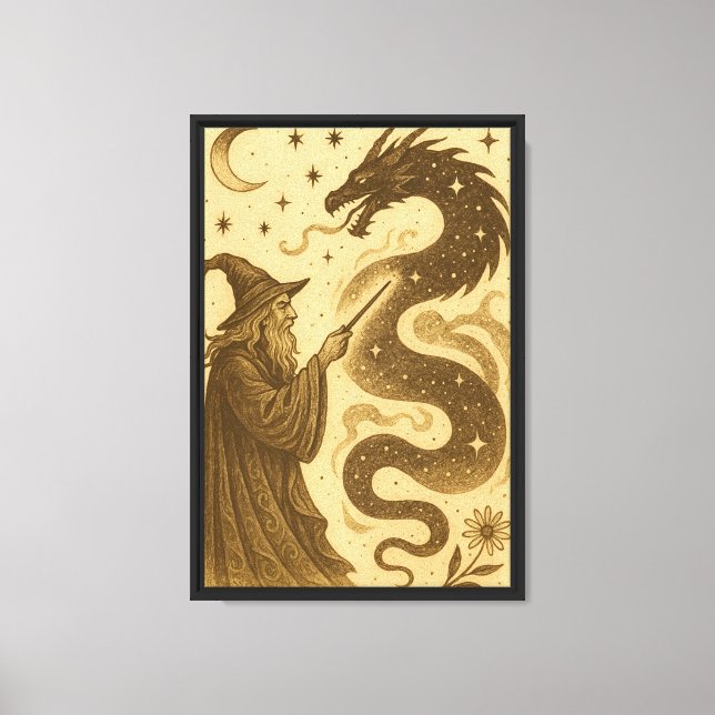 Wizard Summoning Dragon Canvas Print (Front)