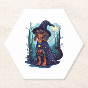 Wizard Wiener � Magical Dachshund Paper Coaster