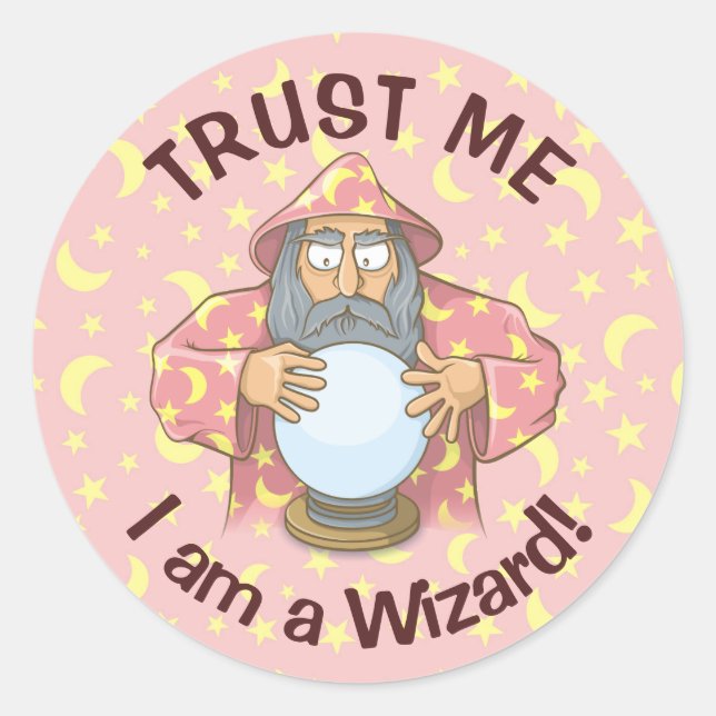 Wizard with Ball Classic Round Sticker (Front)