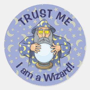 Wizard with Ball Classic Round Sticker