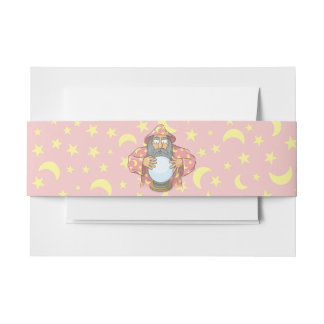 Wizard with Ball Old wizard with blue cape looking Invitation Belly Band