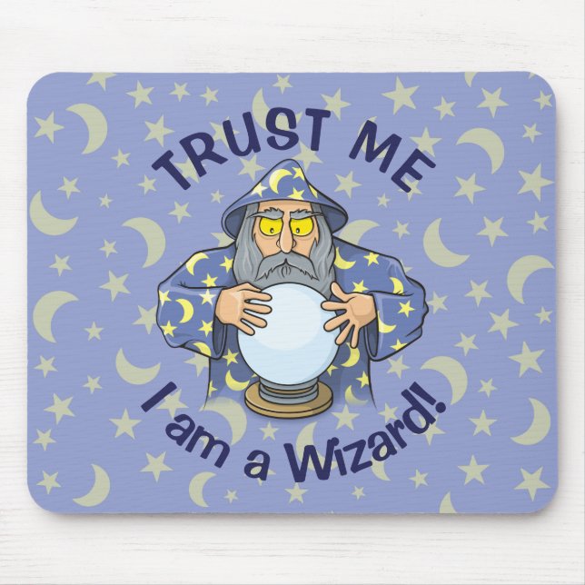 Wizard with Ball Old wizard with blue cape looking Mouse Mat (Front)